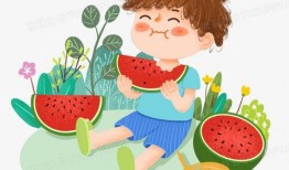 小娃儿吃瓜,童趣盎然的夏日时光