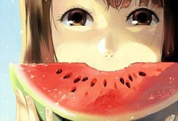 吃瓜照片女生图片大全,女生吃瓜照片大盘点