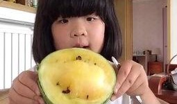 小孩吃瓜全过程哈密瓜,小孩的哈密瓜美食之旅